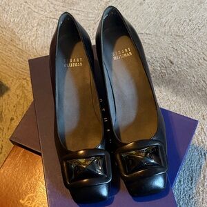 Stuart Weitzman Black Heels with Embellished Toe